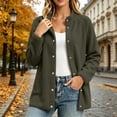 thumbnail image 1 of Aaihamo Women's Plus Size Fall Winter Long Sleeve Open Front Coats Button Down Stand Neck Shacket Casual Warm Solid Basic Outdoor Jackets, Army Green XL, 1 of 8