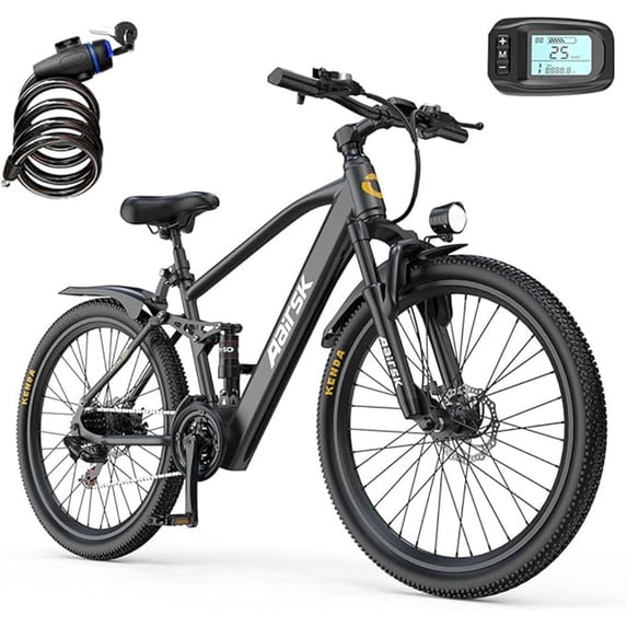 Aairsk 24-inch carbon steel frame women's electric bicycle, dual suspension, 400W, two-wheel ebike, available in US/UK stock.