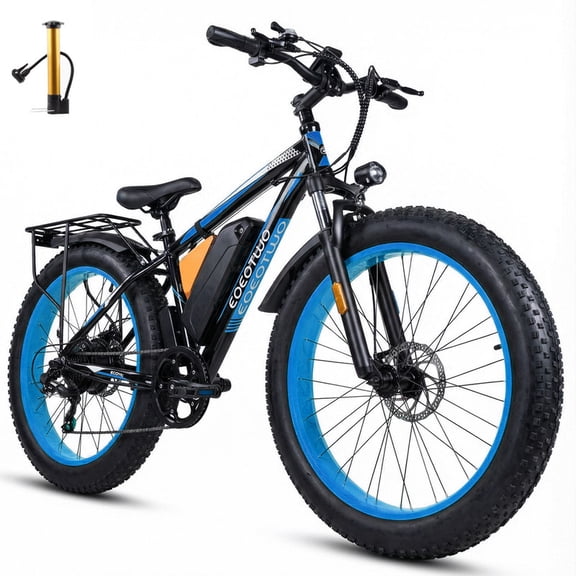 Aairsk 26'' Fat Tire Electric Mountain Bike for Adults, 748W Peak Motor, 48V 20A Ebikes, 7-Speed, All-Terrain Bicycle, Blue