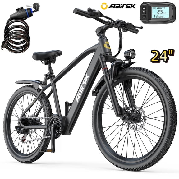 Aairsk GT300 24" Electric Bicycles for Adults,400W Motor,22MPH,36V 10AH Battery,7-Speed,40 Miles Range,UL2849