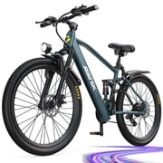 Aairsk GT900 24-inch Electric Mountain Bike Blue, 400W motor, top speed 25 mph, 36V 13Ah battery, Shimano 7-speed gear system, suspension fork, off-road electric bike