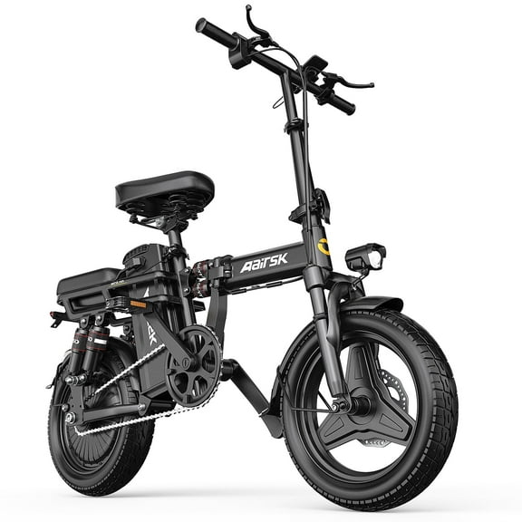 Aairsk RS5 Black Electric Bike – 500W Motor, 48V 15AH Battery, Dual Suspension, 14" Tires, Ideal for Adventure