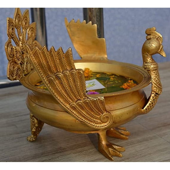 Aakrati Festive Decoration Brass Metal Home/Event Decor Hand Carved Urli/Pot