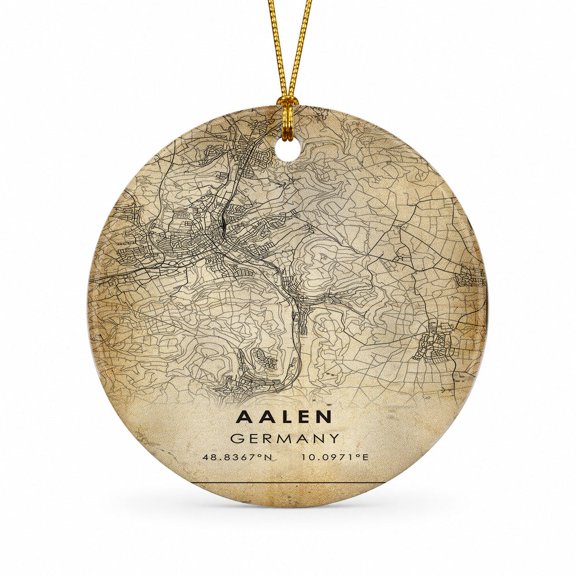 Aalen Travel Map Ornament, Germany Map Ornament Keepsake, Travel Souvenir, Holiday Tree Decoration