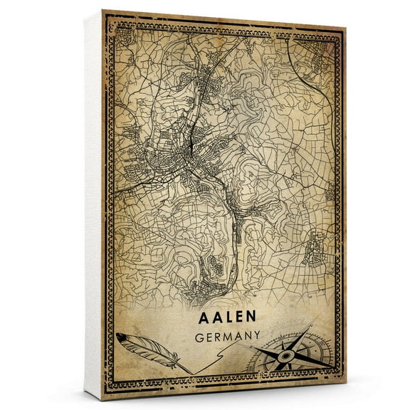 Aalen Vintage Map Prints Canvas, Germany Map Art Canvas, Canvas, Aalen Map City style vintage Canvas , Canvas Wall Art, Street Map Artwork Canvas