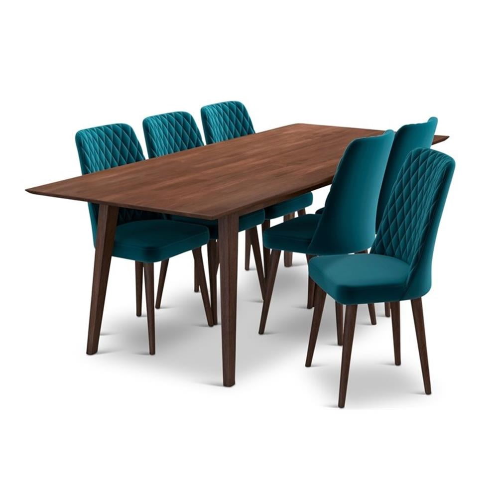 Aaliyah 7-Piece Modern Solid Wood Dining Room Table and Chair Set ...