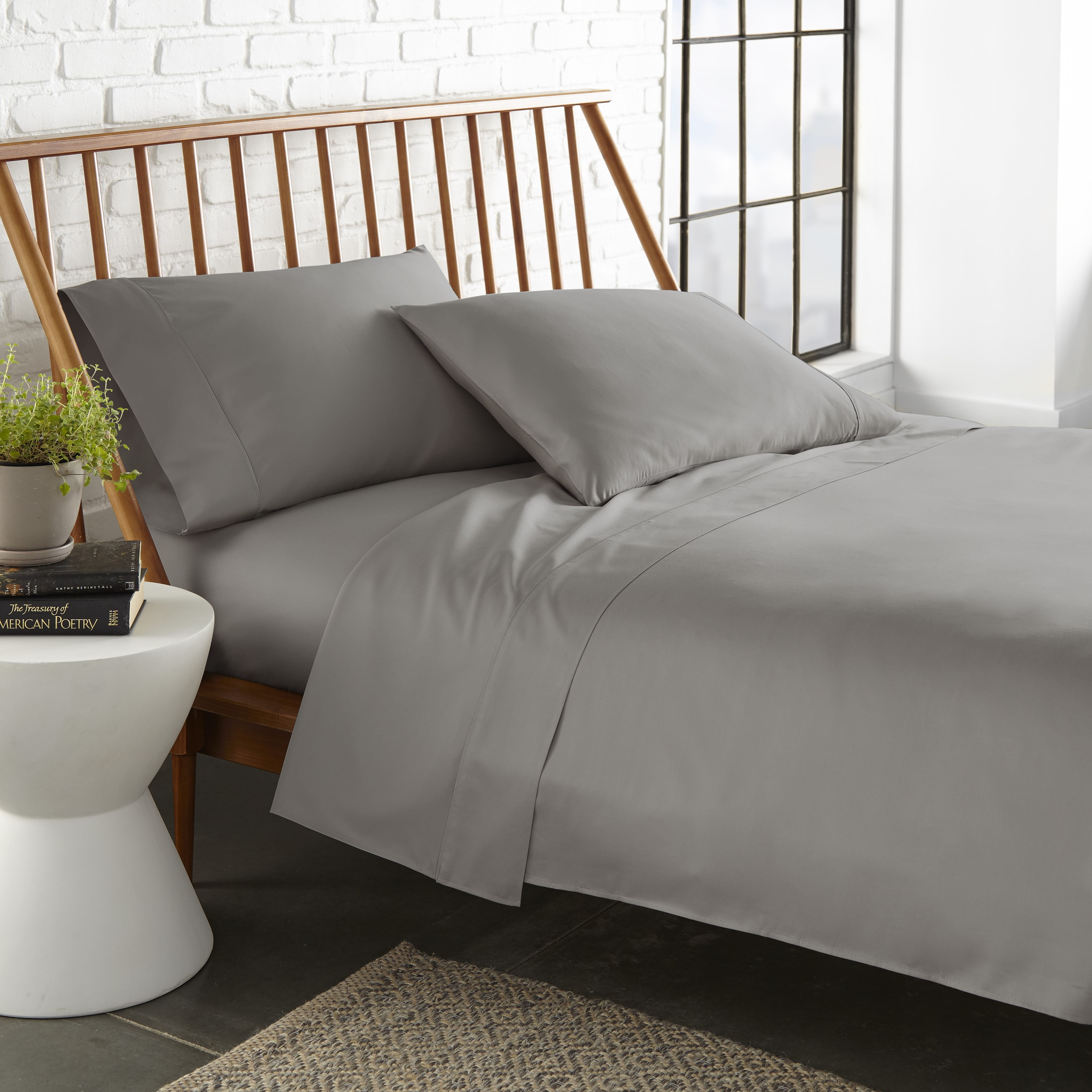 Aaliyah Grey 300-Thread Count Cotton 3-Piece Twin-XL Sheet Set - Walmart.com
