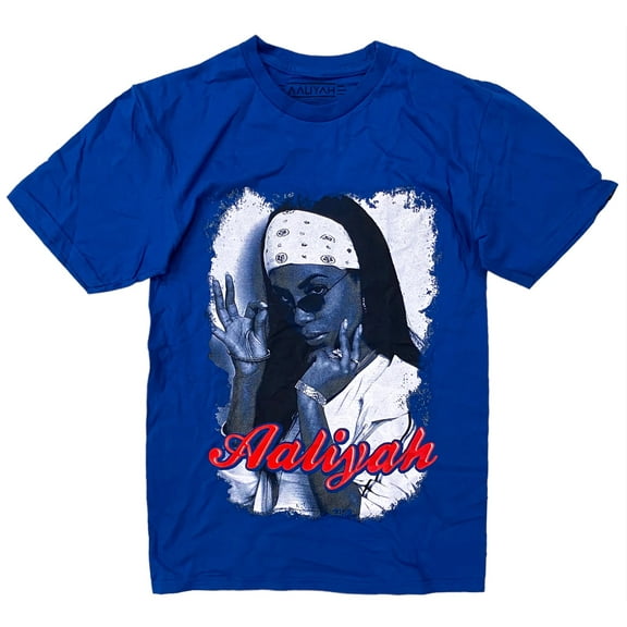 Aaliyah Men's Officially Licensed Bandana Picture Image Graphic Tee T-Shirt (XX-Large, Blue 4)