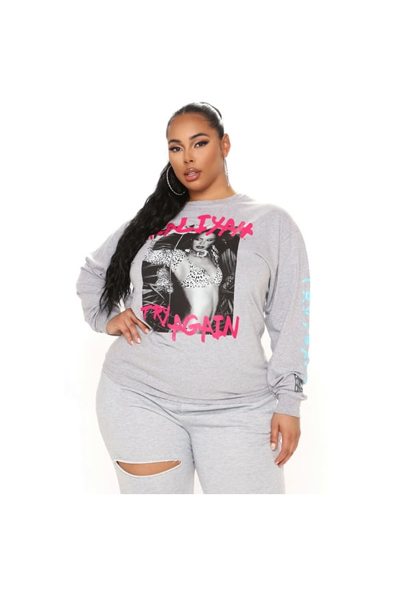 Try Again Women's Plus Size Long Sleeve T-Shirt - (2X)