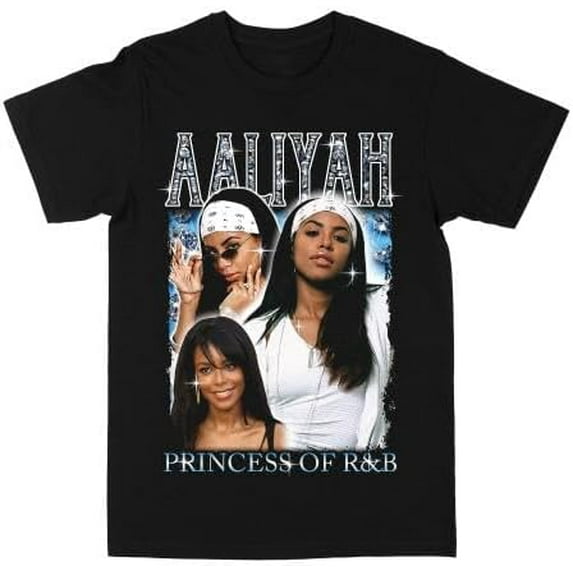 Aaliyah Unisex Short Sleeve Graphic Cotton Tee Black Crewneck T-Shirt