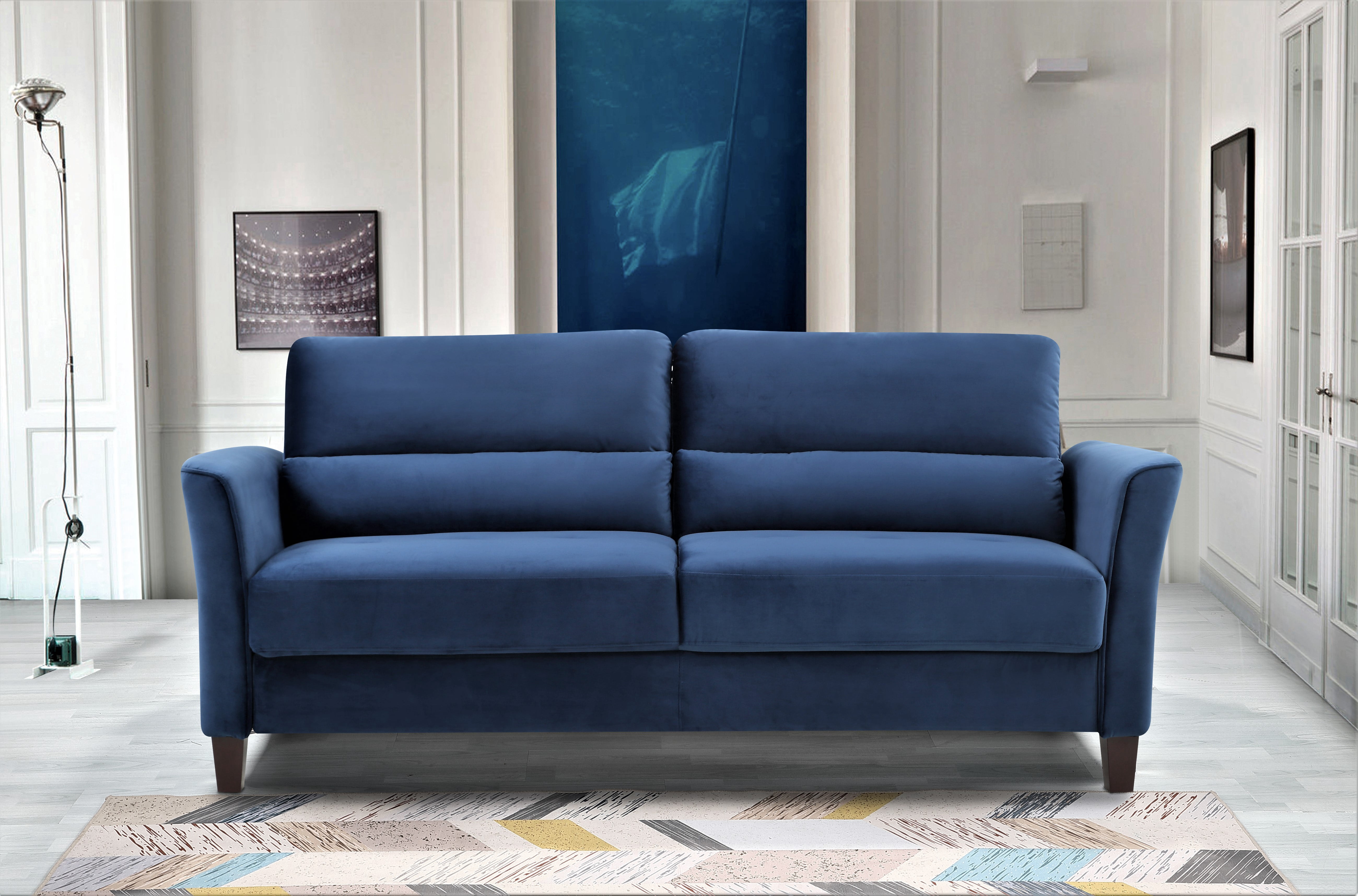 Aalt 77.95" Velvet Square Arm Sofa