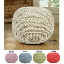 Aanny Designs JJSG1175 Grammercy Cotton Knit Pouf Ottoman, Light Blue