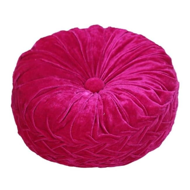Fuschia Velvet Round Tufted Button Throw Pillow