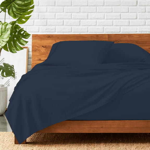 Aanya Linen 600 Thread Count Sheet Sets | 100% Long Staple Cotton - 20" Inch Deep Pocket - (Size - Full XL, Medium Blue)