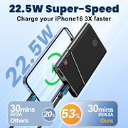 Aaoyun 22.5W 10000mAh Portable Power Pack with Built-in USB C Cable