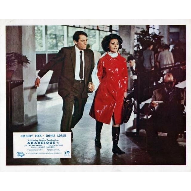 Aarabesque 1966 Sophia Loren in red jacket Gregory Peck hand in hand ...