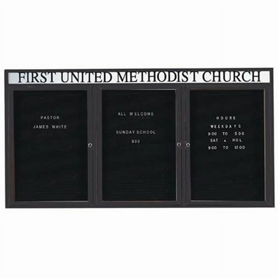 Aarco ADC4896-3HBA 3-Door Enclosed Directory Board with Header - Bronzed Anod