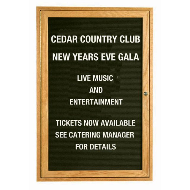 Aarco ODC4836. Enclosed Changeable Letter Board in Black Felt