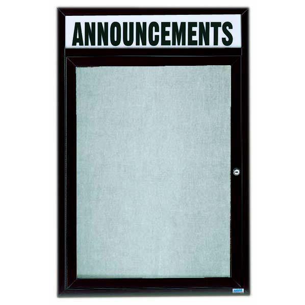 Aarco ODCC2418RHIBA. Illuminated Outdoor Enclosed Bulletin Board