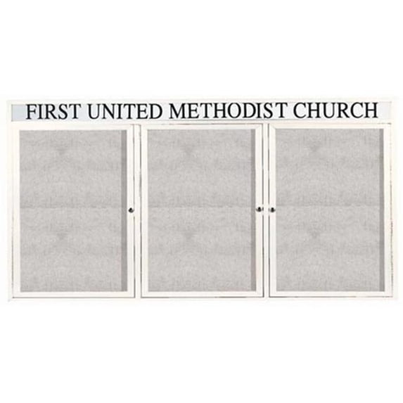 Aarco Products ODCC4872-3RHW 3-Door Outdoor Bulletin Board with Header - White