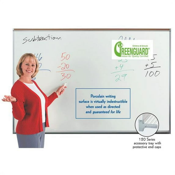 Aarco Products 120A-44CG Professional Series Porcelain Green Chalk Board With Map Rail- 4 x 4 ft.