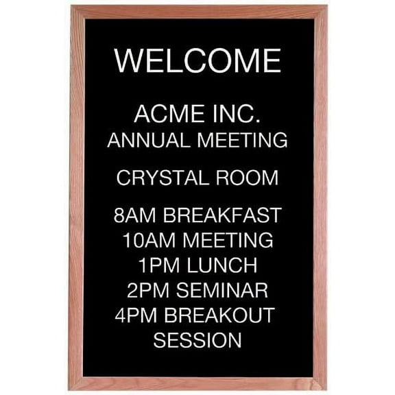 Aarco Products 36"x24" Oak Framed Black Felt Letter Board Open Face Message Center