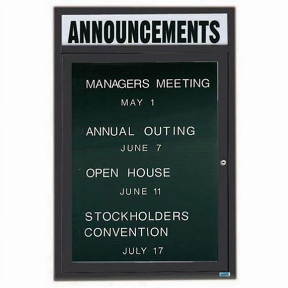 Aarco Products ADC3624HBA 1-Door Enclosed Directory Cabinet with Header - Bronzed Anodized