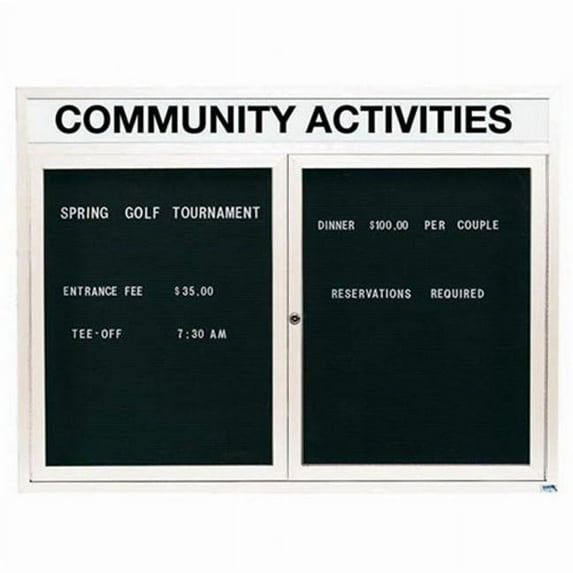 Aarco Products ADC3648HW 36 in. H x 48 in. W 2-Door Enclosed Directory Board with Header - White