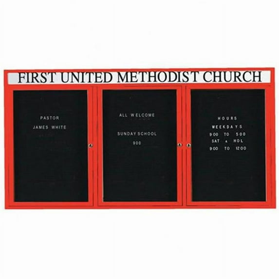 Aarco Products ADC3672-3HR 3-Door Directory Cabinet with Header - Red