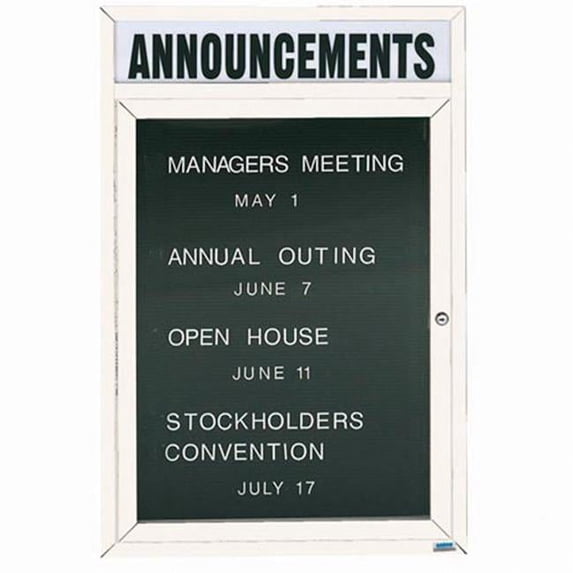 Aarco Products ADC4836HW 48 in. H x 36 in. W 1-Door Enclosed Directory Board with Header - White