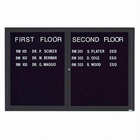 Aarco Products ADC4872IBA 2-Door Illuminated Enclosed Directory Cabinet - Bronze Anodized