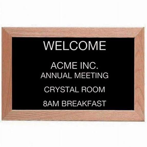 Aarco Products AOFD1218 Framed Letter Board Message Center - Red Oak