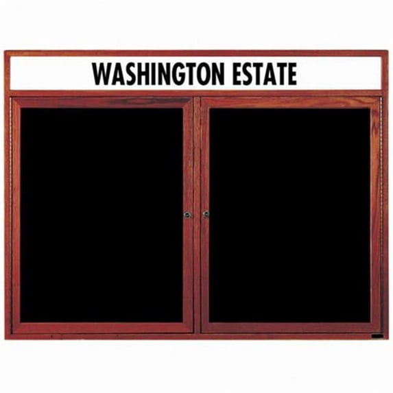 Aarco Products CDC3648H 36 in. H x 48 in. W 2-Door Enclosed Changeable Letter Board with Header - Cherry
