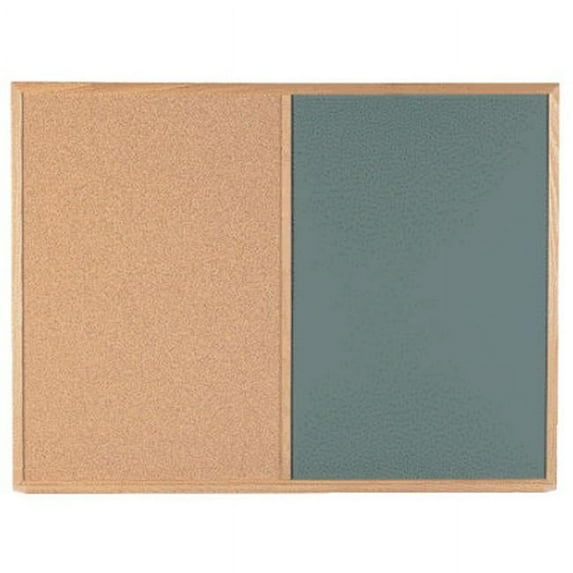 Aarco Products CO4896G Combination Corkboard-Chalkboard Oak Frame - Green