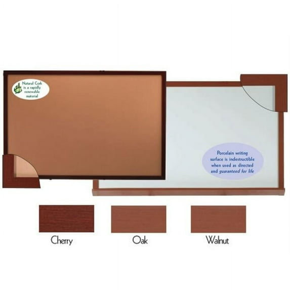 Aarco Products DBWW4848 48 in. W Natural Pebble Grain Cork Bulletin Board Walnut Frame