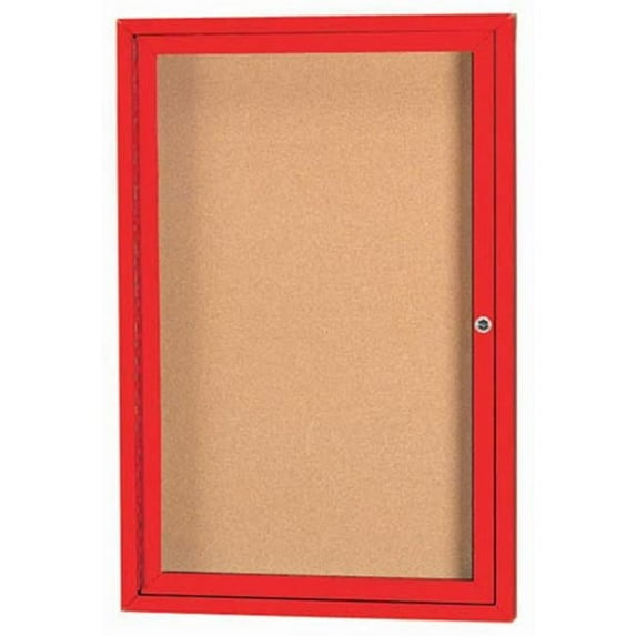 Aarco Products DCC2418RIR 1-Door Illuminated Enclosed Bulletin Board - Red