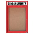 thumbnail image 1 of Aarco Products DCC3624RHIR 1-Door Illuminated Enclosed Bulletin Board with Header - Red, 1 of 1