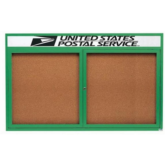Aarco Products DCC3660RHIG Illuminated Enclosed Bulletin Board with Header - Green