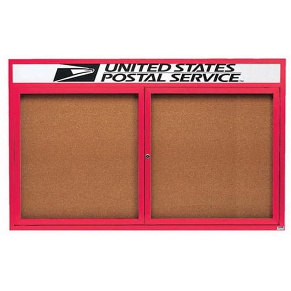 Aarco Products DCC3660RHR Enclosed Aluminum Bulletin Board with Header - Red
