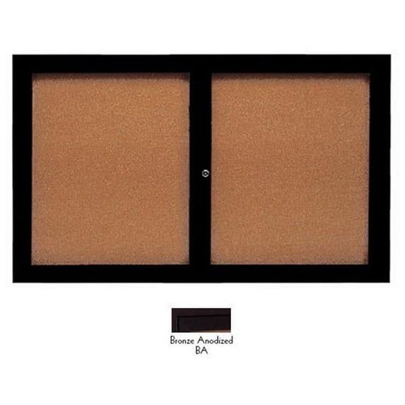 Aarco Products DCC3660RIBA 2-Door Illuminated Enclosed Bulletin Board - Bronze Anodized