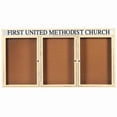 thumbnail image 1 of Aarco Products DCC3672-3RHIIV 3-Door Illuminated Enclosed Bulletin Board with Header - Ivory, 1 of 1