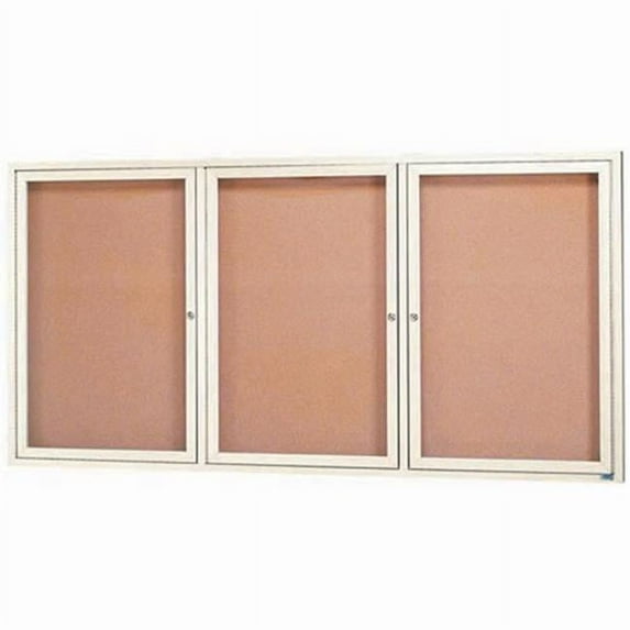 Aarco Products DCC3672-3RIV 3-Door Enclosed Bulletin Board - Ivory