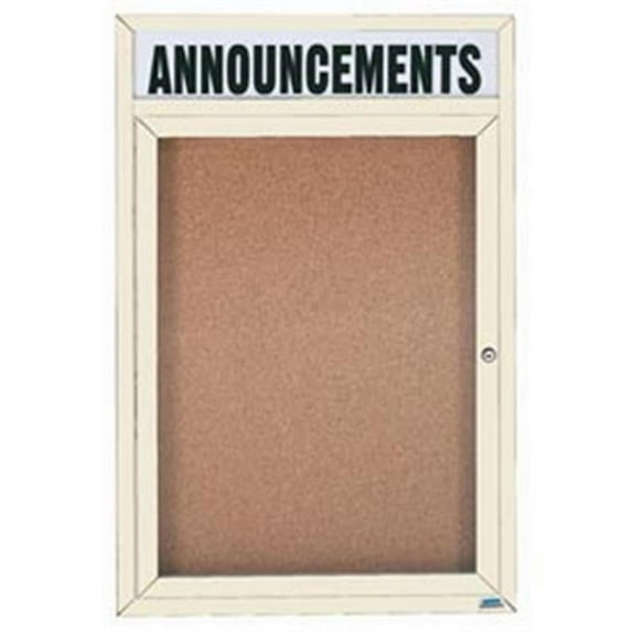 Aarco Products DCC4836RHIV 36 in. W x 48 in. H Enclosed Aluminum Bulletin Board with Heater - Ivory