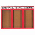thumbnail image 1 of Aarco Products DCC4872-3RHIR 3-Door Illuminated Bulletin Board with Header - Red, 1 of 1