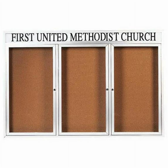 Aarco Products DCC4872-3RHW 3-Door Enclosed Bulletin Board with Heater - White