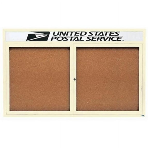 Aarco Products DCC4872RHIV Enclosed Bulletin Board with Header - Ivory