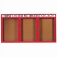 thumbnail image 1 of Aarco Products DCC4896-3RHR 3-Door Enclosed Bulletin Board Aluminum Frame with Header - Red, 1 of 1