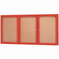 thumbnail image 1 of Aarco Products DCC4896-3RIR 3-Door Illuminated Enclosed Bulletin Board Aluminum Frame - Red, 1 of 1