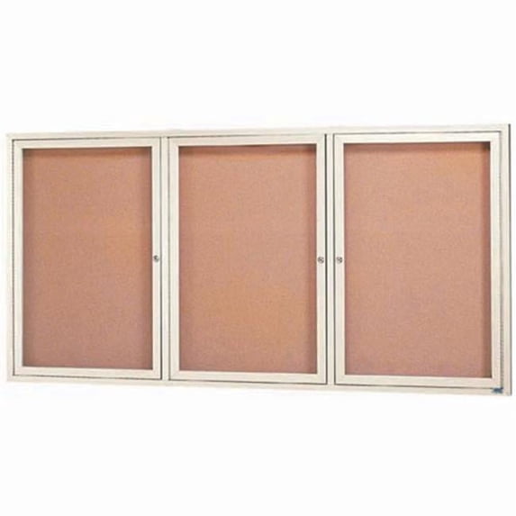 Aarco Products DCC4896-3RIV 3-Door Enclosed Bulletin Board Aluminum Frame - Ivory