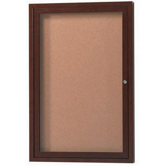 Aarco Products DCCWW3624R 1-Door Wood Frame Enclosed Bulletin Board - Walnut